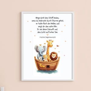 Póster de bautizo | Póster infantil con bendición de barco | Bendición infantil | DIN A4 | DIN A5 en papel premium de 300 g | 0017