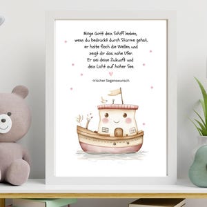 Póster de bautizo | Póster infantil con bendición de barco | Bendición infantil | DIN A4 | DIN A5 en papel premium de 300 g | 0005