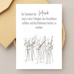 Musik Poster mit Zitat | One Line Art Band Zeichnung | Geschenk für Musikliebhaber | Musikgrußkarte – Druck DIN A4 A5 A6 –  0107