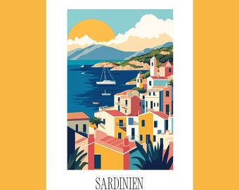 Sardinia Postcard | Italy Travel Gift | Travel Illustration | Mediterranean Art Postcard | Holiday Card | 0122