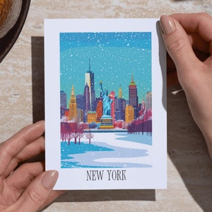 Carte postale/affiche d’hiver moderne de New York | différents formats | idéal comme souvenir de voyage ou cadeau pour les voyageurs et les collectionneurs de cartes|0129
