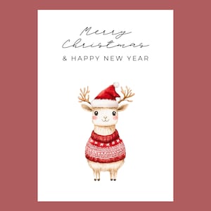 Tarjeta de Navidad de Llama | Tarjeta de Navidad de Llama – Tarjeta de felicitación divertida | Feliz Navidad | 0057