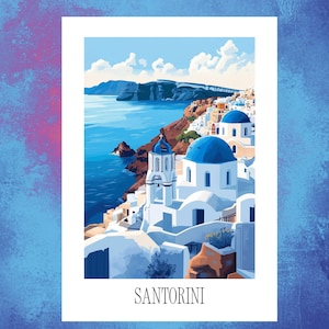 Moderne Santorini Reise Postkarte/Poster | andere Formate | ideal als Reiseerinnerung oder Geschenk für Reisende und Kartensammler | 0207