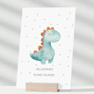 Geboortekaart / DIN A6 / Baby Dino "Hallo klein wonder" / genderneutraal | 0096 B