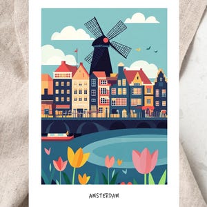 Moderne Amsterdam Reise Postkarte/Poster | ideal als Reiseerinnerung oder Geschenk für Reisende und Kartensammler| 0065