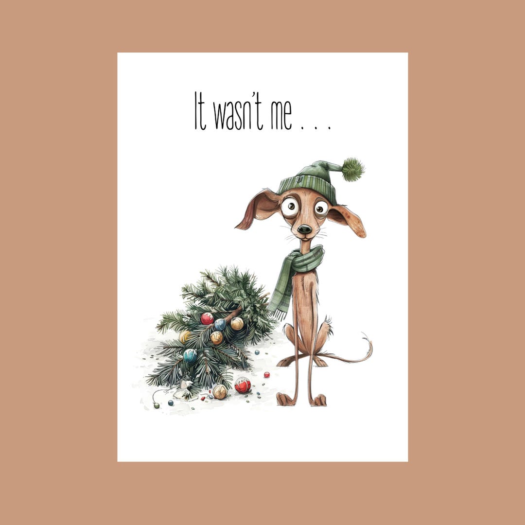 Christmas Card Dog – Funny Greeting Card "it Wasn't Me" | Humorous Card ...