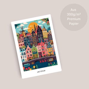 Cartolina/poster di viaggio di Amsterdam moderna | altri formati | ideale come souvenir di viaggio o regalo per viaggiatori e collezionisti di mappe | 0066