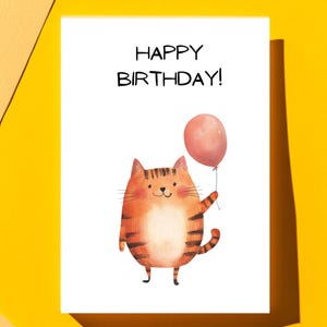 Happy Birthday birthday card | cute cat birthday card | for cat lovers | animal humor | 0115