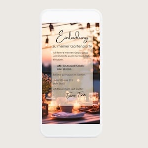 Convite digital para festa no jardim, festa de verão, aniversário ou churrasco, cartão eletrônico | E002
