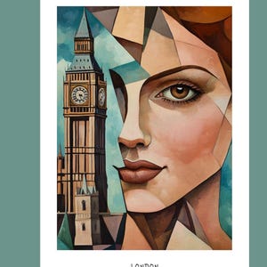 Kubistische Reisepostkarten von London | Poster | ideal als Geschenk für Reisende und Kartensammler | 0072