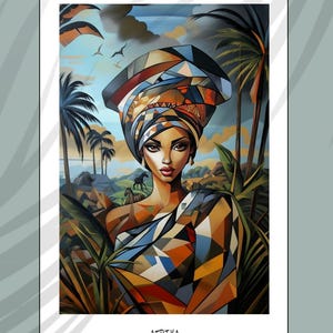 Kubistische Reisepostkarten von Afrika | einzigartige Kunstwerke für Deine Wände | ideal als Geschenk für Reisende und Kartensammler | 0141