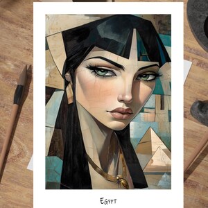 Kubistische Reisepostkarten von Ägypten  | Poster auf Anfrage | ideal als Geschenk für Reisende und Kartensammler | 0068