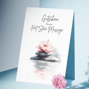 Hotstonemassagebon | Wellnesscadeau op aquarelpapier | Geef ontspanning cadeau voor verjaardagen en zelfzorg | 0174