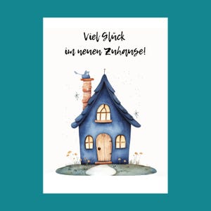 Tarjeta de mudanza – Tarjeta de felicitación para mudanza | Tarjeta de alta calidad para casa nueva | Regalo de mudanza | Tarjeta de felicitación en papel de acuarela | 0022
