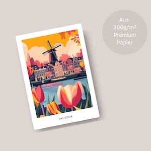 Carte postale/affiche de voyage moderne d'Amsterdam autres formats | idéal comme souvenir de voyage ou cadeau pour les voyageurs et les collectionneurs de cartes | 0064
