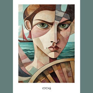 Kubistische Reisepostkarten von einem Wikinger | Poster | ideal als Geschenk für Reisende und Kartensammler | 0081