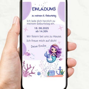 Digital Mermaid Birthday Invitation | Personalized Underwater Invitation | PDF Download WhatsApp Email | D000009