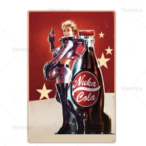 Nuka Cola Tin Sign | Poster Metal Plate | Decorative Plaque | Pub Bar Man Cave Club | Wall Art Decor | 20cm X 30cm