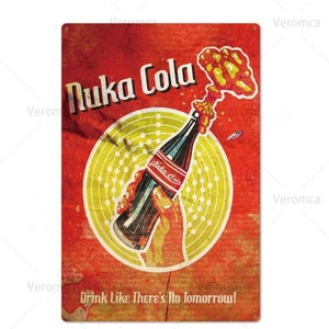 Nuka Cola Tin Sign | Poster Metal Plate | Decorative Plaque | Pub Bar Man Cave Club | Wall Art Decor | 20cm X 30cm