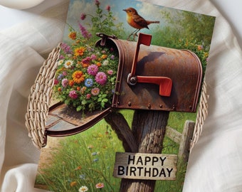 Vibrant Wildflower Floral Birthday Card - Happy Birthday Card - Friend Birthday Card - Sister Birthday Card - Floral Greeting Card
