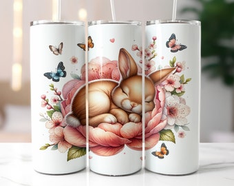 Easter Bunny Tumbler Wrap - 20oz Skinny Tumbler Sublimation Straight Design - Cute Easter Tumbler Wrap - Digital Download