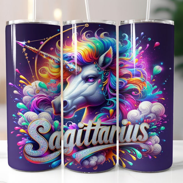 Purple Zodiac Sagittarius Tumbler Wrap - 20oz Skinny Tumbler Sublimation Straight Design - Sagittarius Zodiac Tumbler Wrap - Sagittarius PNG