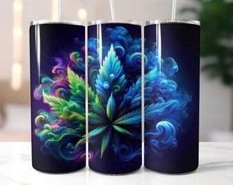 Envoltura de vaso de hoja de marihuana - Diseño recto de sublimación de vaso delgado de 20 oz - Envoltura de vaso de marihuana - Descarga digital