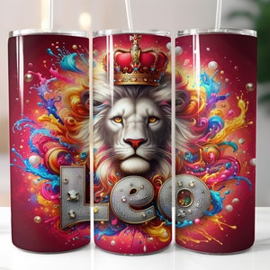 Red Zodiac Leo Tumbler Wrap - 20oz Skinny Tumbler Sublimation Straight Design - Leo Zodiac Tumbler Wrap - Digital Download