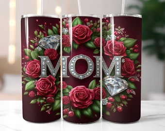 Mom Tumbler Wrap - 20oz Skinny Tumbler Sublimation Straight Design - Floral Tumbler Wrap - Muttertag Tumbler Wrap - Digitaler Download