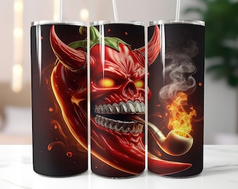 Chili Pepper Tumbler Wrap - 20oz Skinny Tumbler Sublimation Straight Design - Hot Pepper Tumbler Wrap - Halloween Tumbler Wrap