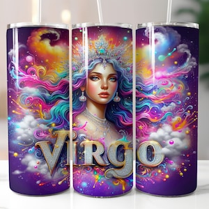 Purple Zodiac Virgo Tumbler Wrap - 20oz Skinny Tumbler Sublimation Straight Design - Virgo Zodiac Tumbler Wrap - Digital Download