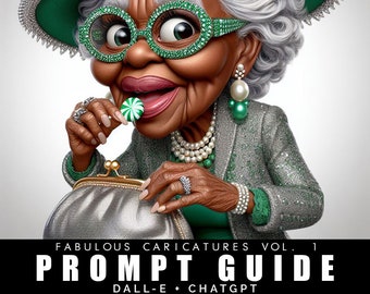 Fabulous Caricatures Vol. 1 Prompt Guide - Black Cartoon - Cartoon Caricatures - Dalle 3 Prompt Guide - Digital Download