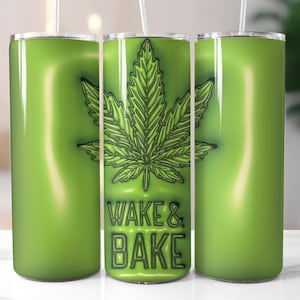3D Inflated Marijuana Leaf Tumbler Wrap - 20oz Skinny Tumbler Sublimation Straight Design - Marijuana Tumbler Wrap - Digital Download