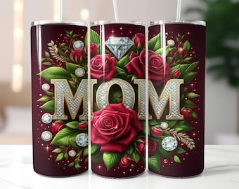 Mom Tumbler Wrap - 20 Unzen Skinny Tumbler Sublimation Gerades Design - Rose Tumbler Wrap - Muttertag Tumbler Wrap - Digital Download