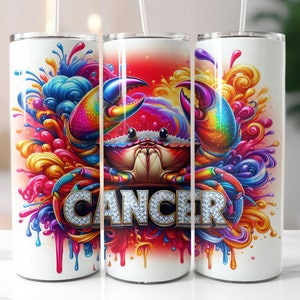 White Zodiac Cancer Tumbler Wrap - 20oz Skinny Tumbler Sublimation Straight Design - Cancer Zodiac Tumbler Wrap - Digital Download
