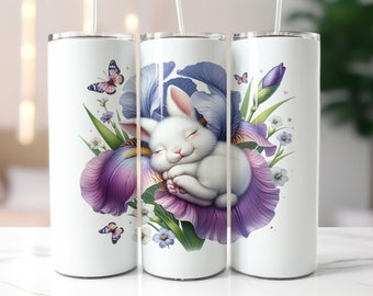 Easter Bunny Tumbler Wrap - 20oz Skinny Tumbler Sublimation Straight Design - Cute Easter Tumbler Wrap - Digital Download