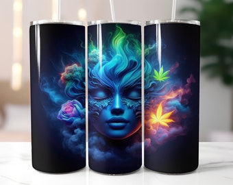 Envoltura para vaso con forma de hoja de marihuana - Vaso delgado de 20 oz con diseño recto y sublimación - Envoltura para vaso con forma de hoja de marihuana - Descarga digital