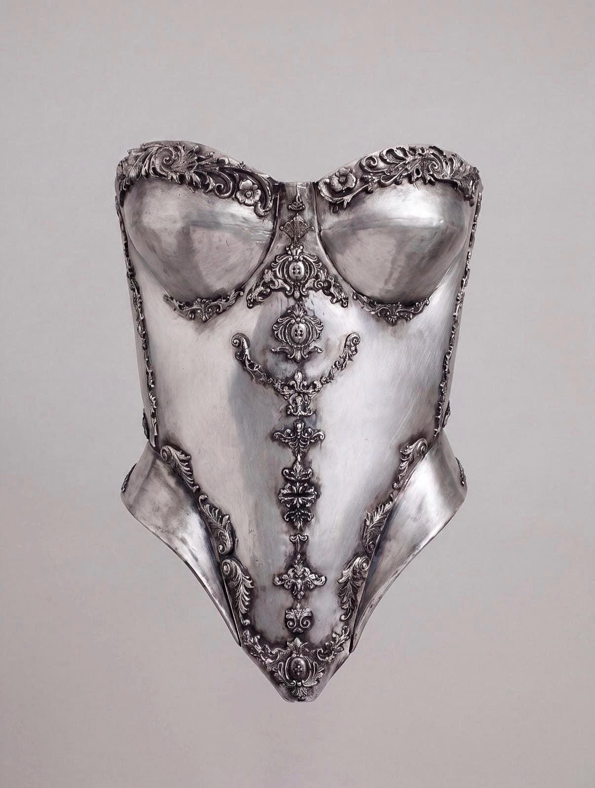 Ancient silver hand painted Renaissance Corset, Handmade Metalic Armor Bustier Top