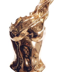 Golden futuristic corset, exaggerated wave, fashion corset, golden armor corset bustier