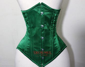 Satin Underbust Corset Steel Boned Waist Trainer for Women, Gothic Lace Up Corset, Steampunk Bustier Top, Hourglass Shapewear USA