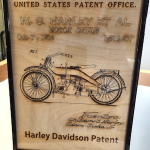 Framed Harley Davidson Patent