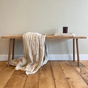 Solid Oak Hallway Bench, Narrow Wooden Shoe Seat, Handmade Minimalist Bedroom Furniture Made to Your Size image 3