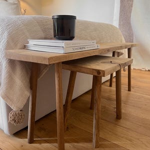 Solid Oak Hallway Bench, Narrow Wooden Shoe Seat, Handmade Minimalist Bedroom Furniture Made to Your Size image 2