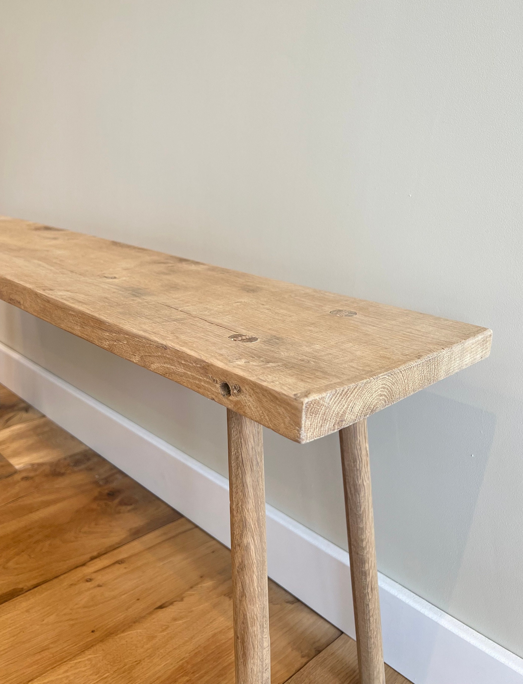 Rustic Bench, Skinny Bench, Hallway Bench Wood, Minimalist Bench, Plant ...