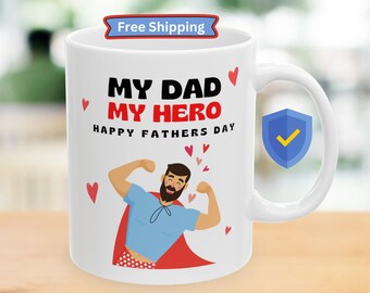 Taza de café "Mi papá, mi héroe", regalo del Día del Padre, 11 oz y 15 oz