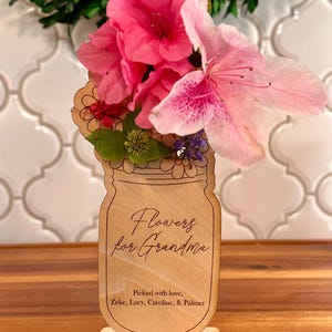 Hand Picked Flowers Holder Mother’s Day Gift from Kids Wooden Vase