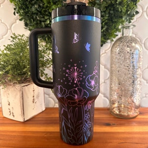 40oz Stanley Tumbler with Wildflowers + Butterflies