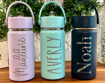 14oz kid’s water bottle with engraved name, personalized