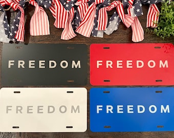 Freedom Car Tag License Plate Vanity Plate Engraved Weatherproof and Durable Metal