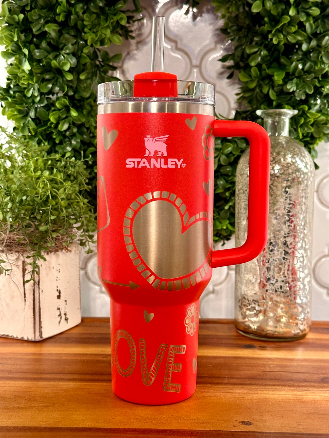 40oz Valentines Stanley Tumbler With Valentines Engraving Etsy
